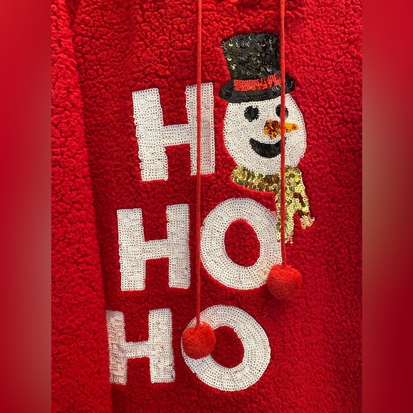 Chance or fate - Christmas fleece w/ hood - sequins embellished size L women’s - Picture 6 of 6